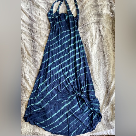 Beautiful blue teal tie dye Roxy high low dress - Picture 2 of 5